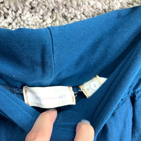 Hei Hei Pants Women’s Medium for Anthropologie Blue Striped Linen and Cotton Ble - Picture 3 of 8